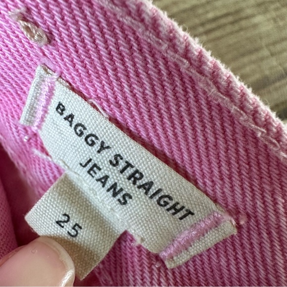 New NWOT Madewell Baggy Straight Jeans Retro Pink Sz 25 - Picture 9 of 10